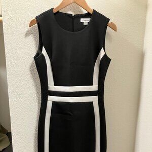Calvin Klein Dress Black and White Geometric Sleeveless, Size 2